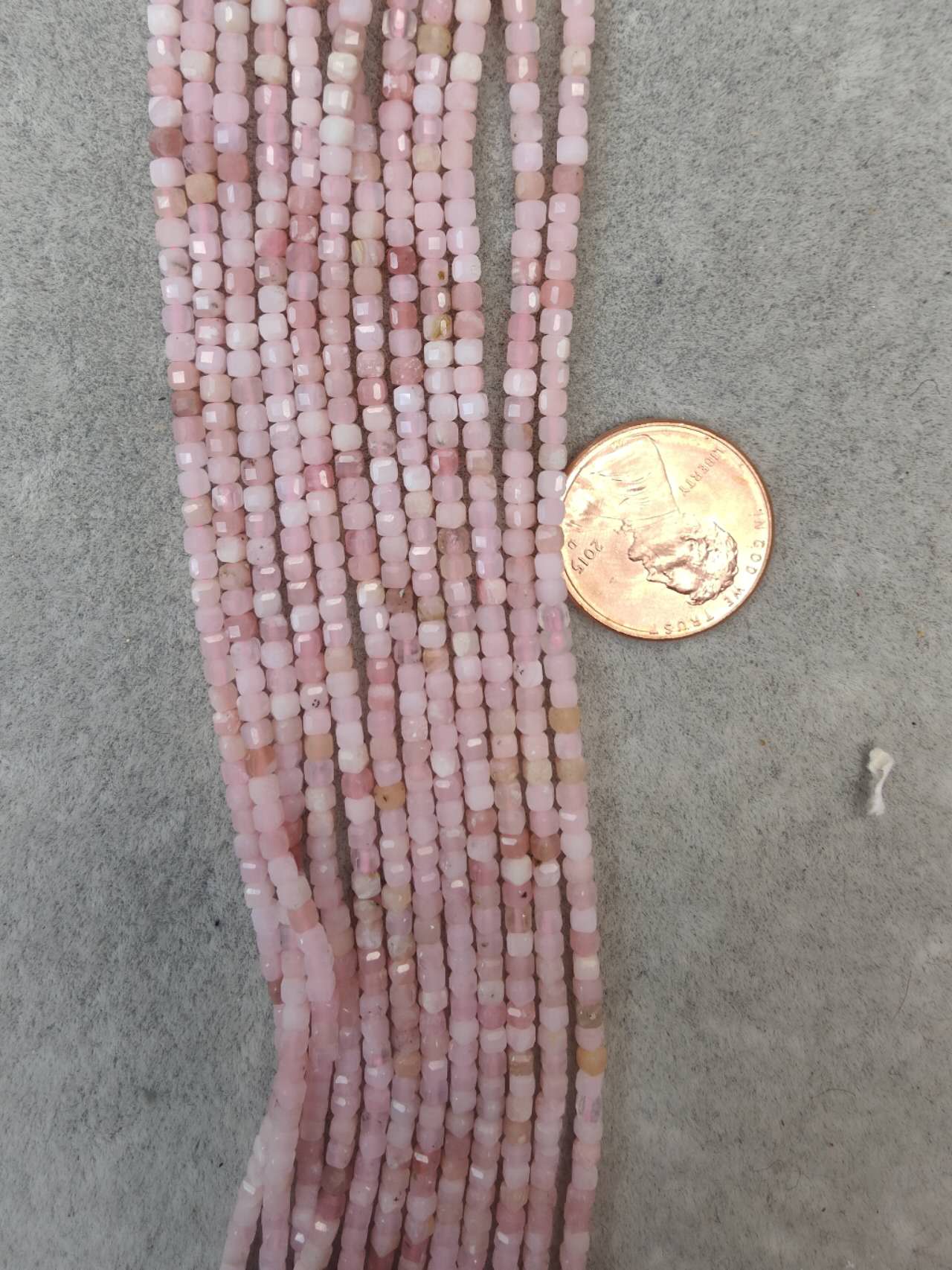 pink opal 2.5mm cube shape AAA grade 16"strand