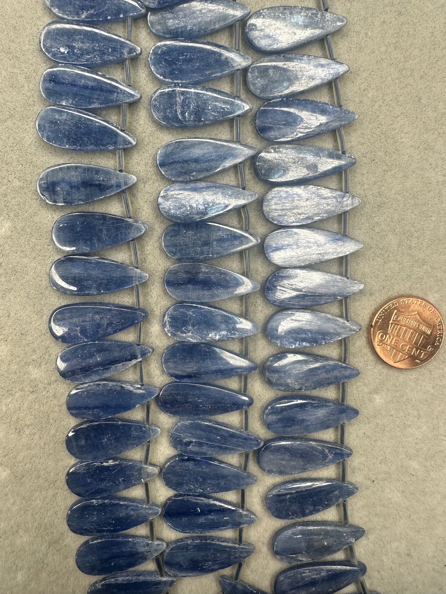 kyanite teardrop 10mmx24mm top drill AA grade 15.5"strand