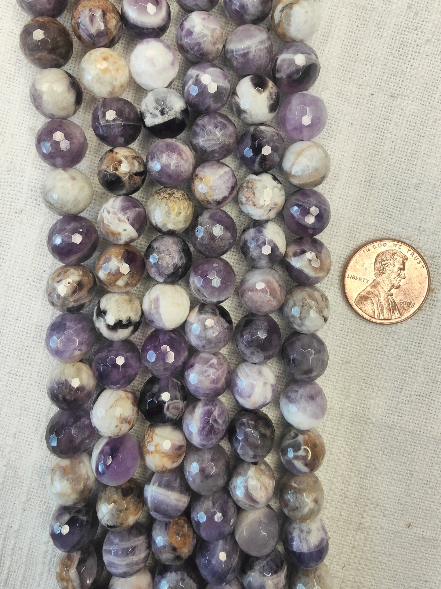 south african cape amethyst 10mm round beads faceted 15.5"strand