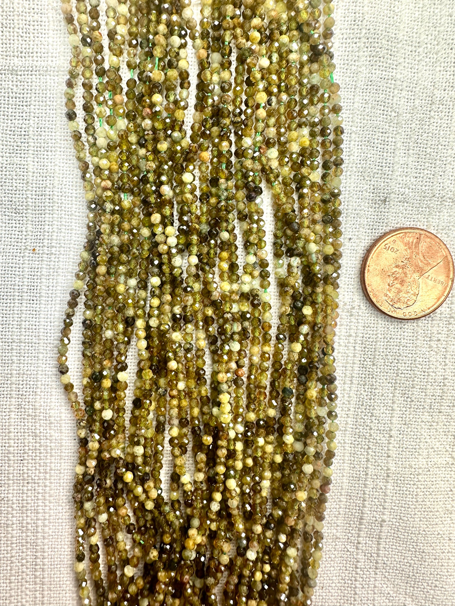 green garnet faceted round 2mm 16"strand $5.9