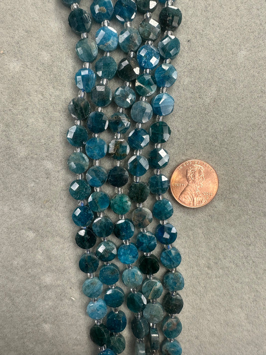 apatite coin faceted 8mm 15.5"strand