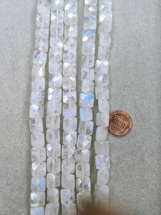moonstone faceted square 10mm x10mm
