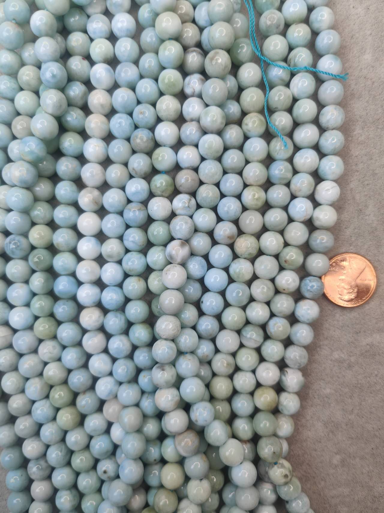 larimar 8.5mm round beads Ab grade 15.5"strand