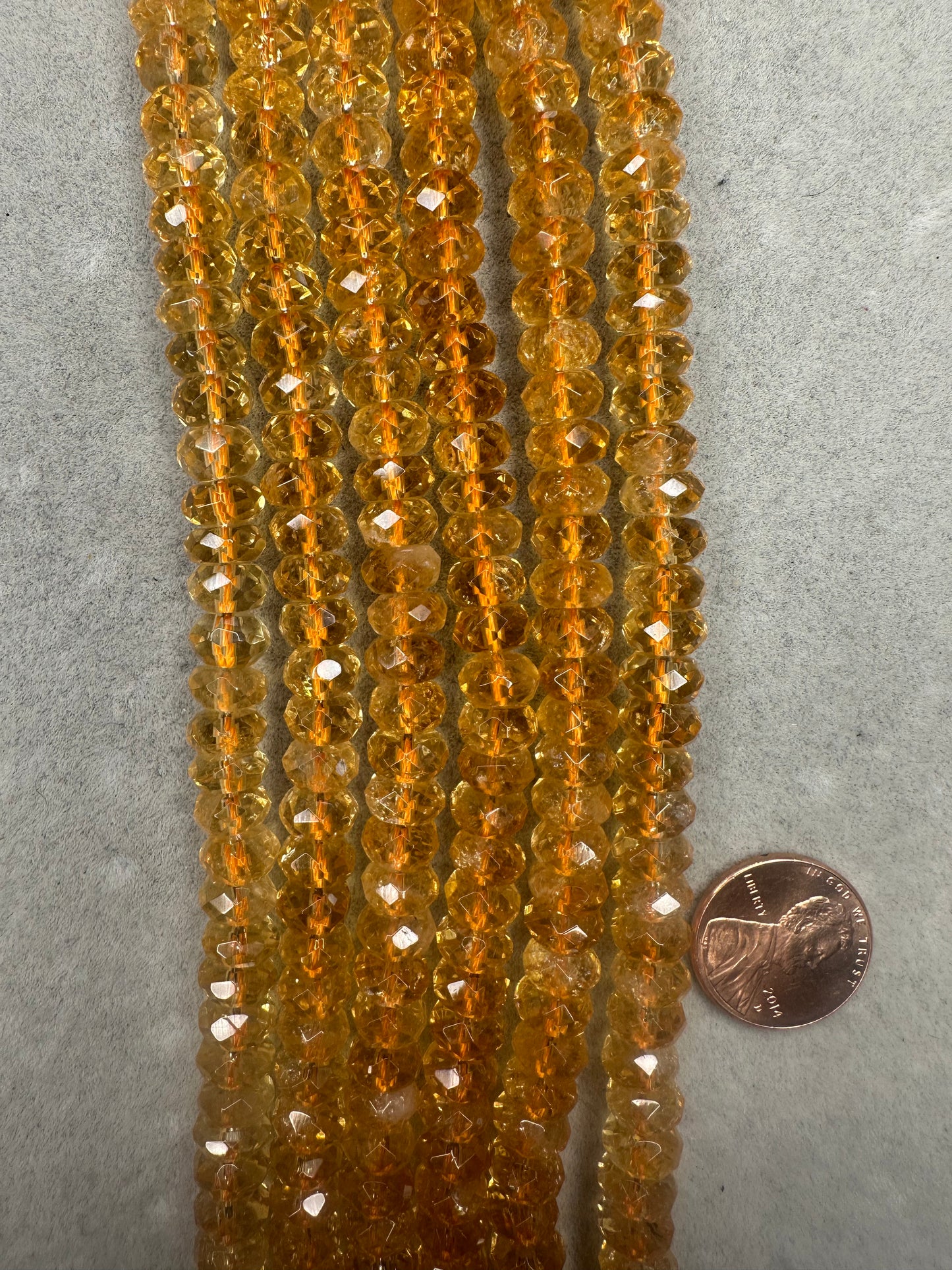 citrine rondelle faceted 5mmx8mm AAA grade 16"strand