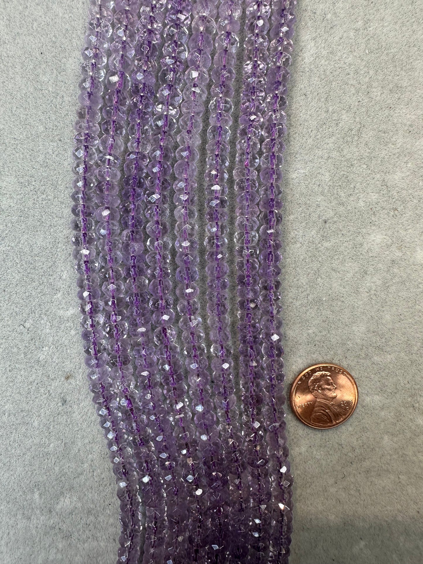 amethyst 4mmx6mm rondelle faceted 16"strand