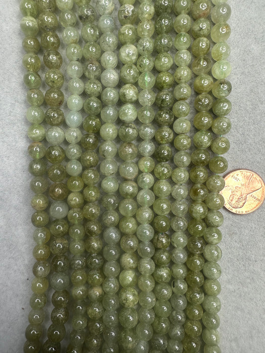 green garnet 7mm 7.5mm round 16"strand