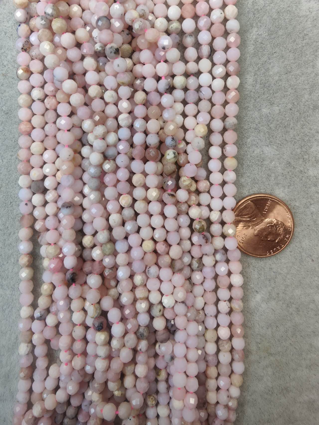 pink opal 4mm facted round AAA grade 16"strand