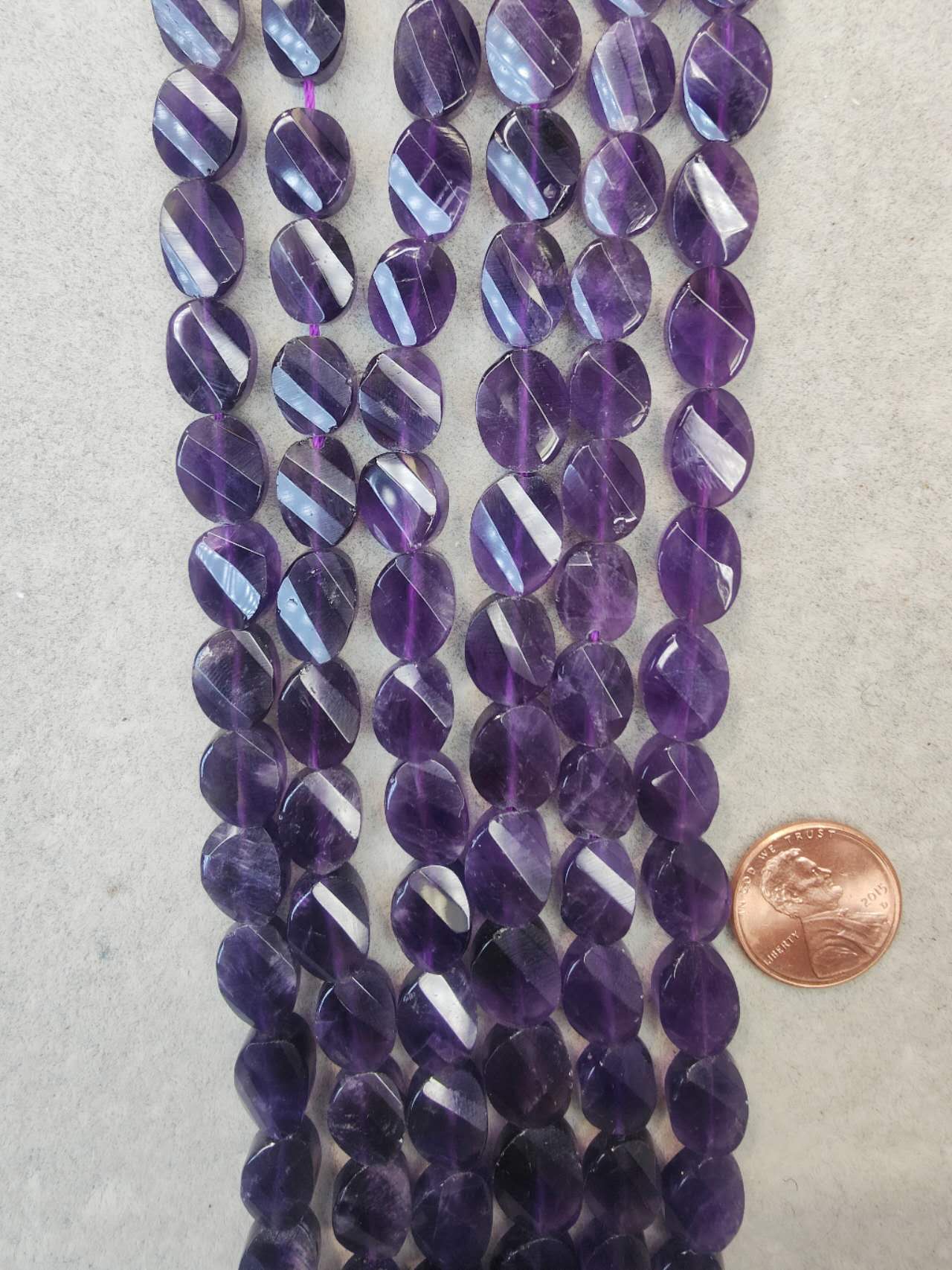 amethyst twist oval faceted 9mmx13mm 16"strand