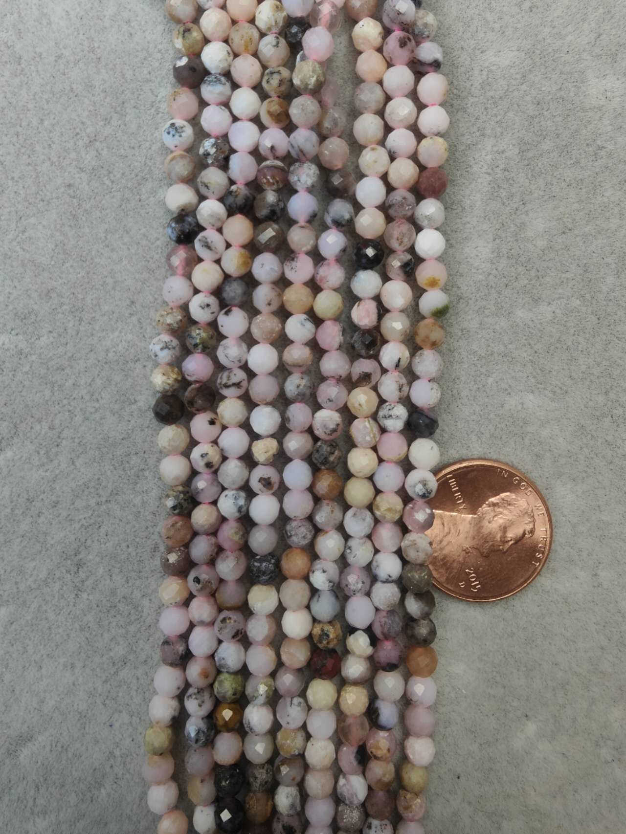 pink opal 4mm round faceted AB grade 16"strand