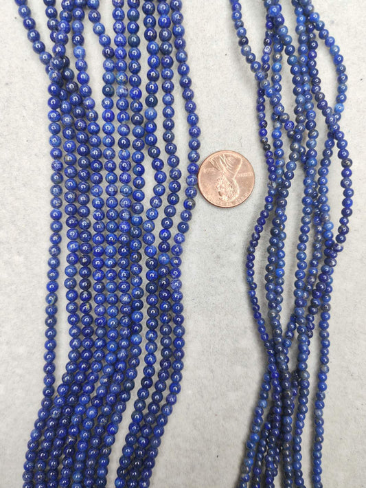 Lapis Lazuli round 3mm 4mm AB grade 16"strand
