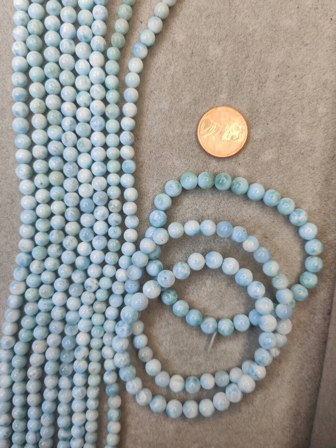 larimar 6mm round beads AA grade 15.5"strand
