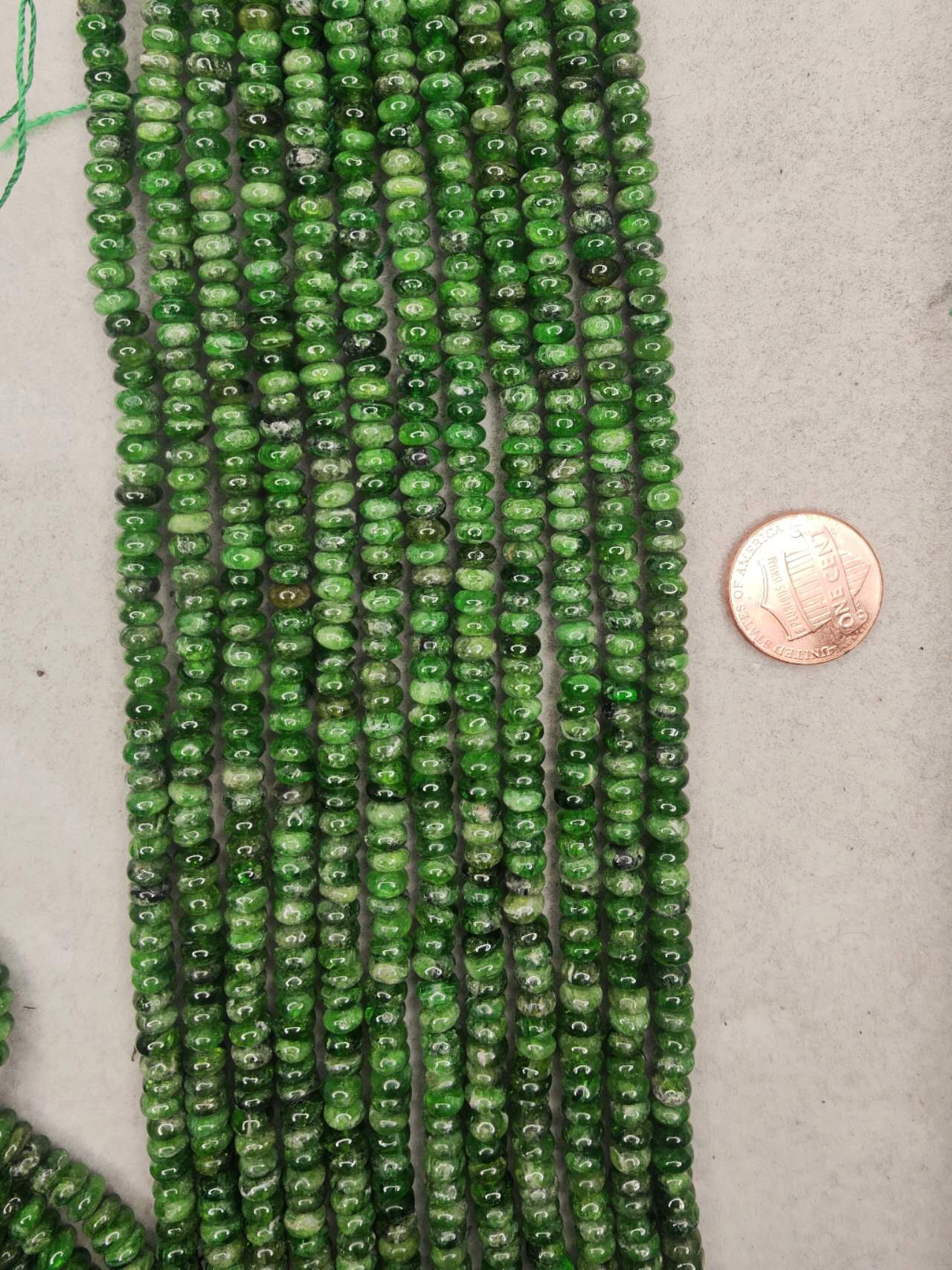 Chrome Diopside Rondelle Bead Strand: 3mm x 5.5mm