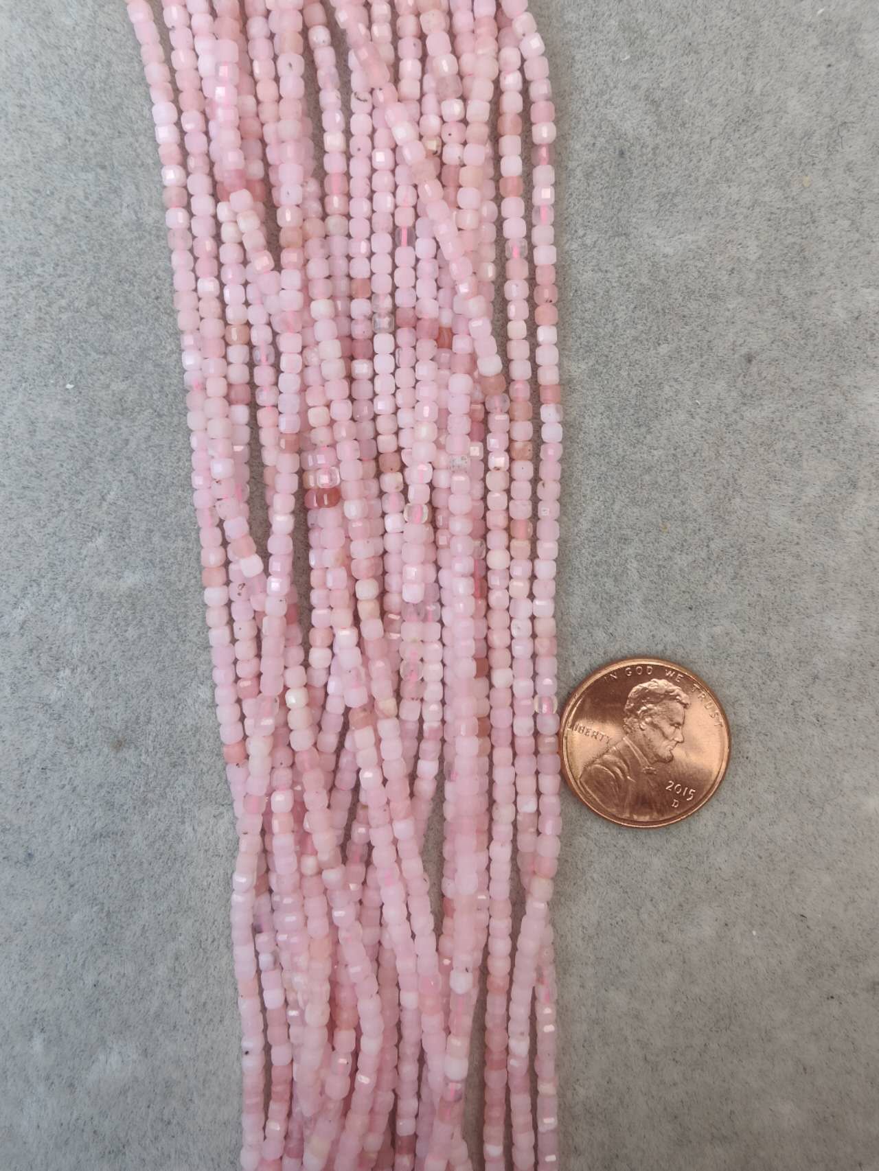 pink opal 2mm cube shape AAA grade 16"strand