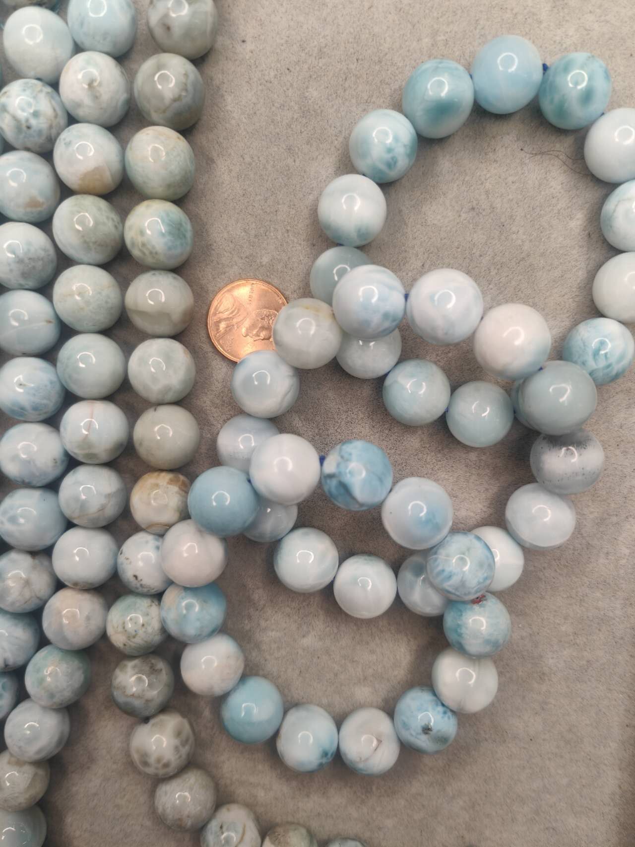 larimar 14mm round beads  117grams AA grade 15.5"strand