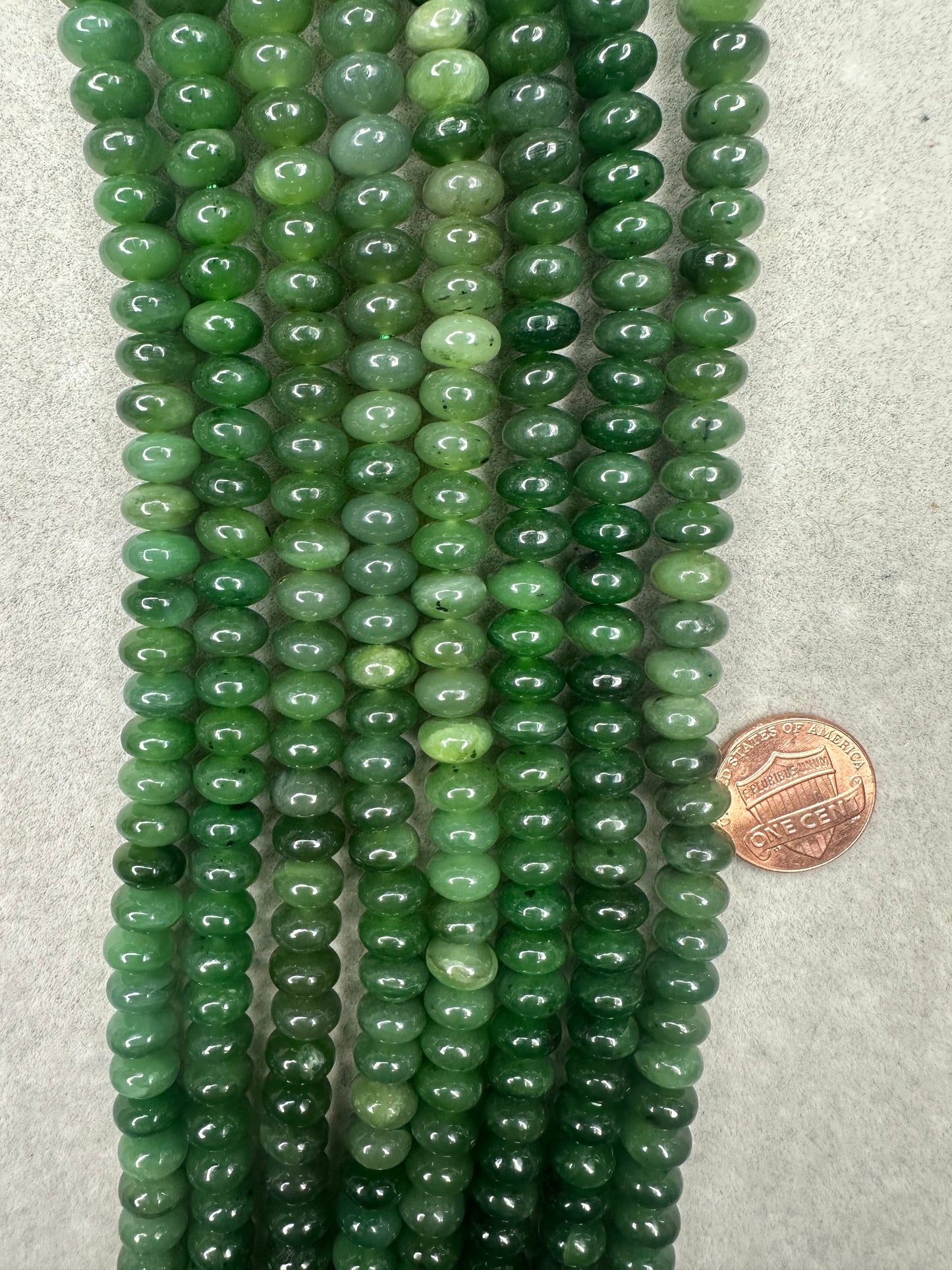 canadian jade rondelle 5mmx8.5mm AAA grade 16"strand