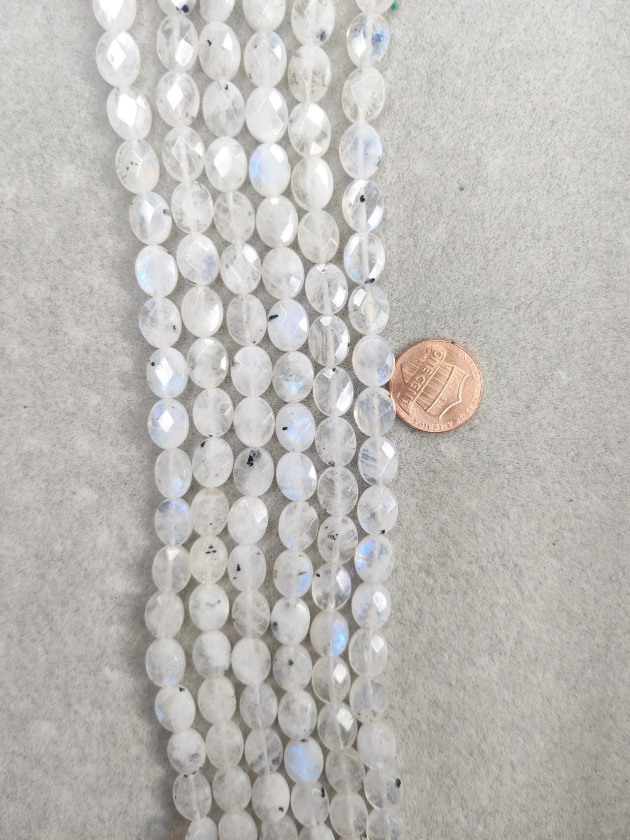 moonstone oval shape faceted 10mmx14mm 16"strand