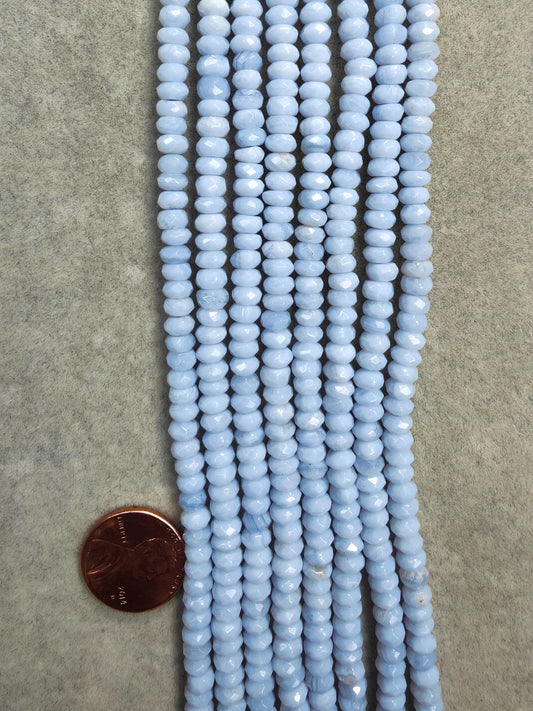 blue lace agate faceted  rondelle 3mmx5mm 16"strand