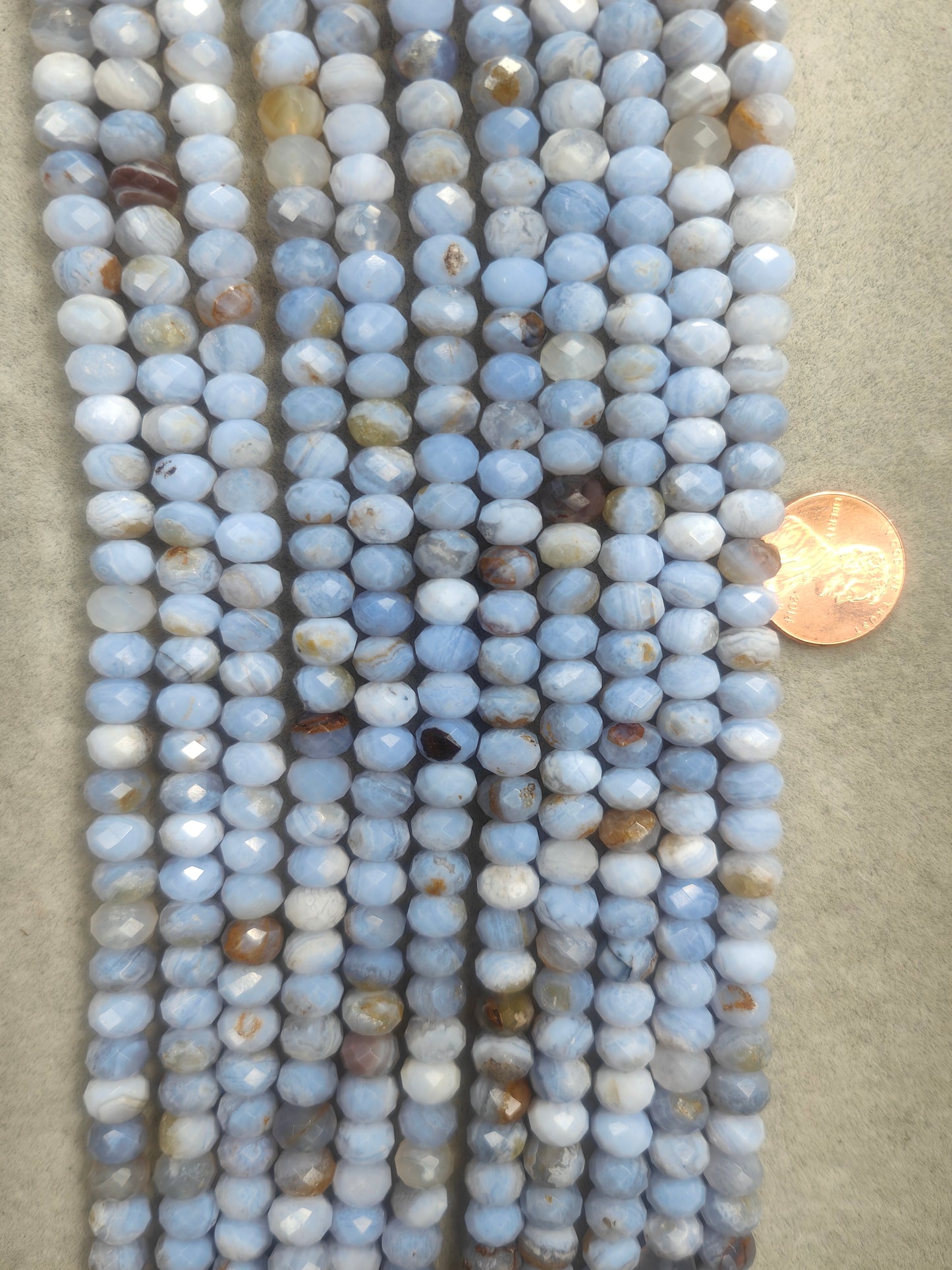 blue lace agate faceted  rondelle 5mmx8mm 16"strand