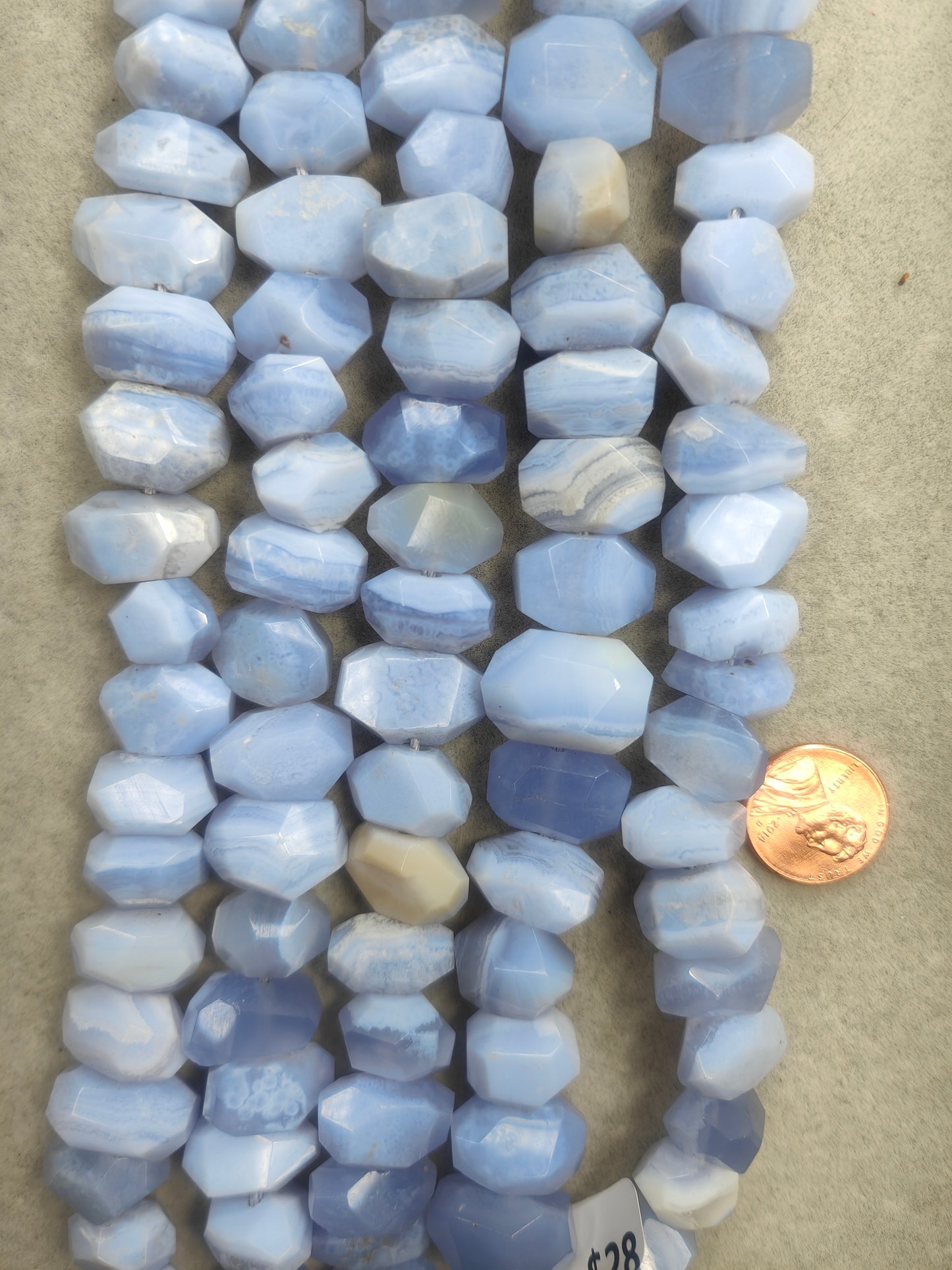 blue lace agate nugget handcut 12mmx16mm 16"strand