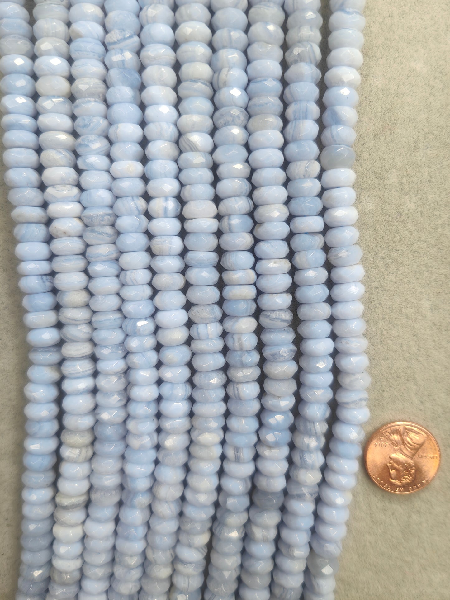 blue lace agate faceted  rondelle 4mmx8mm 16"strand