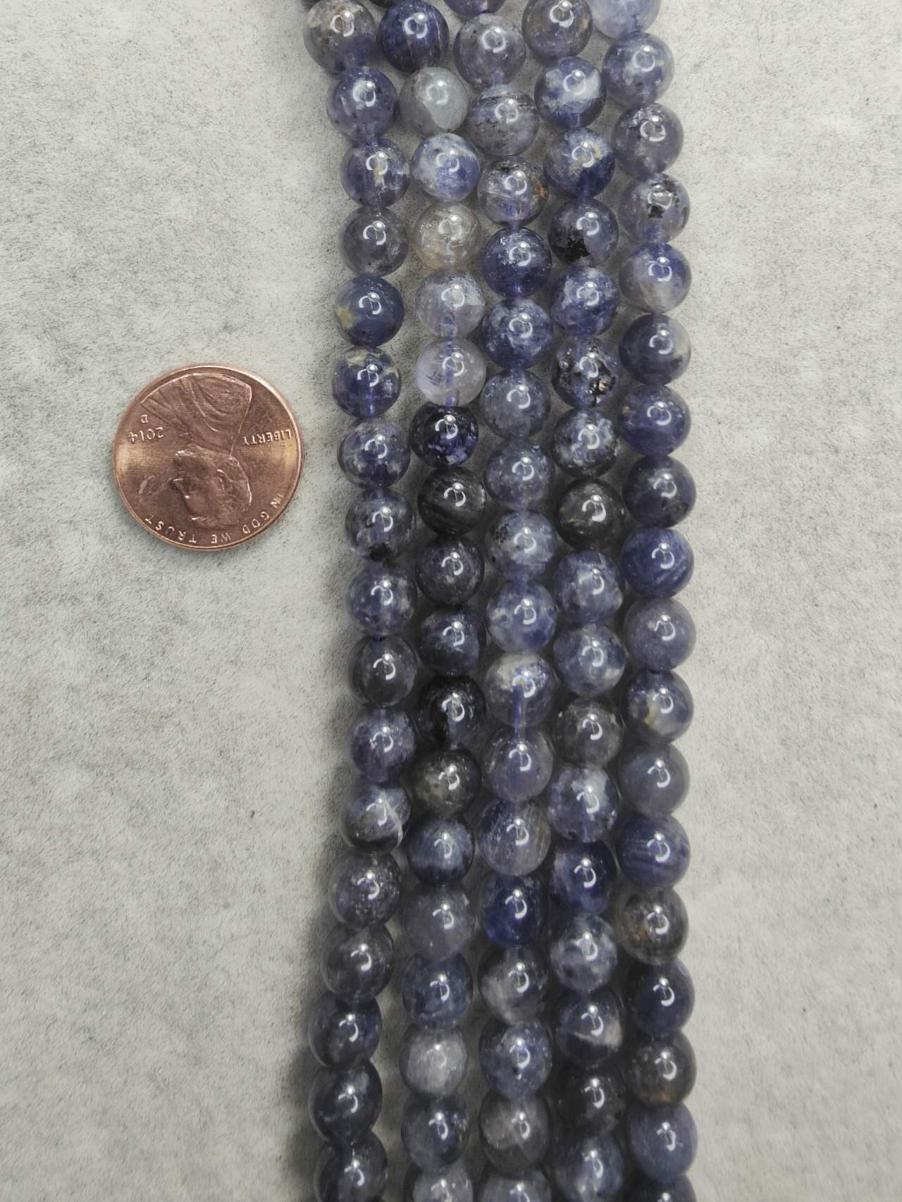 Iolite round beads AA grade 7mm 15.5"strand