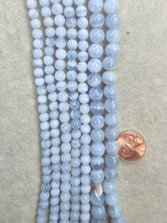 blue lace agate round 6mm 8mm 16"strand