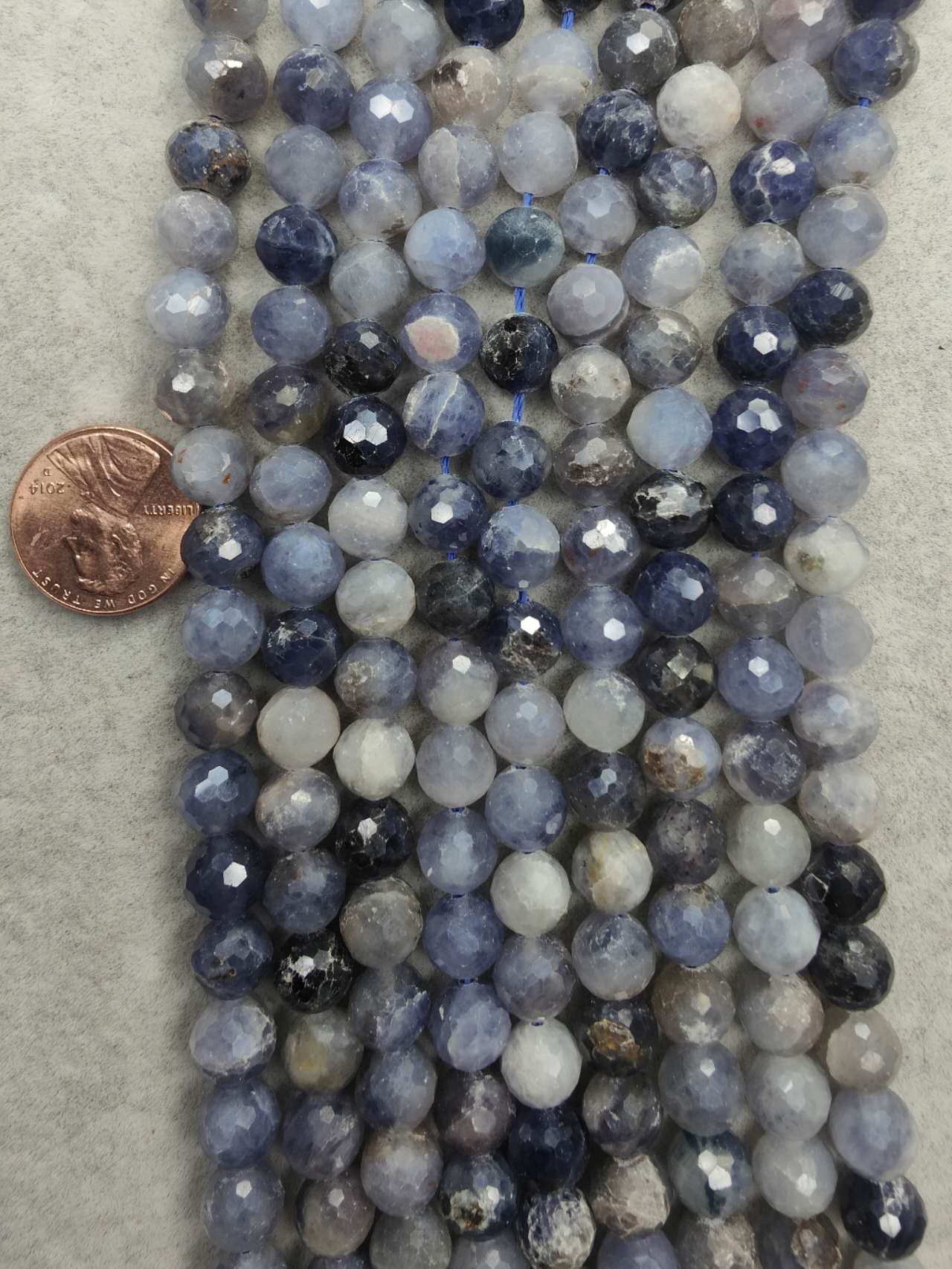 Iolite round beads faceted 8mm 15.5"strand