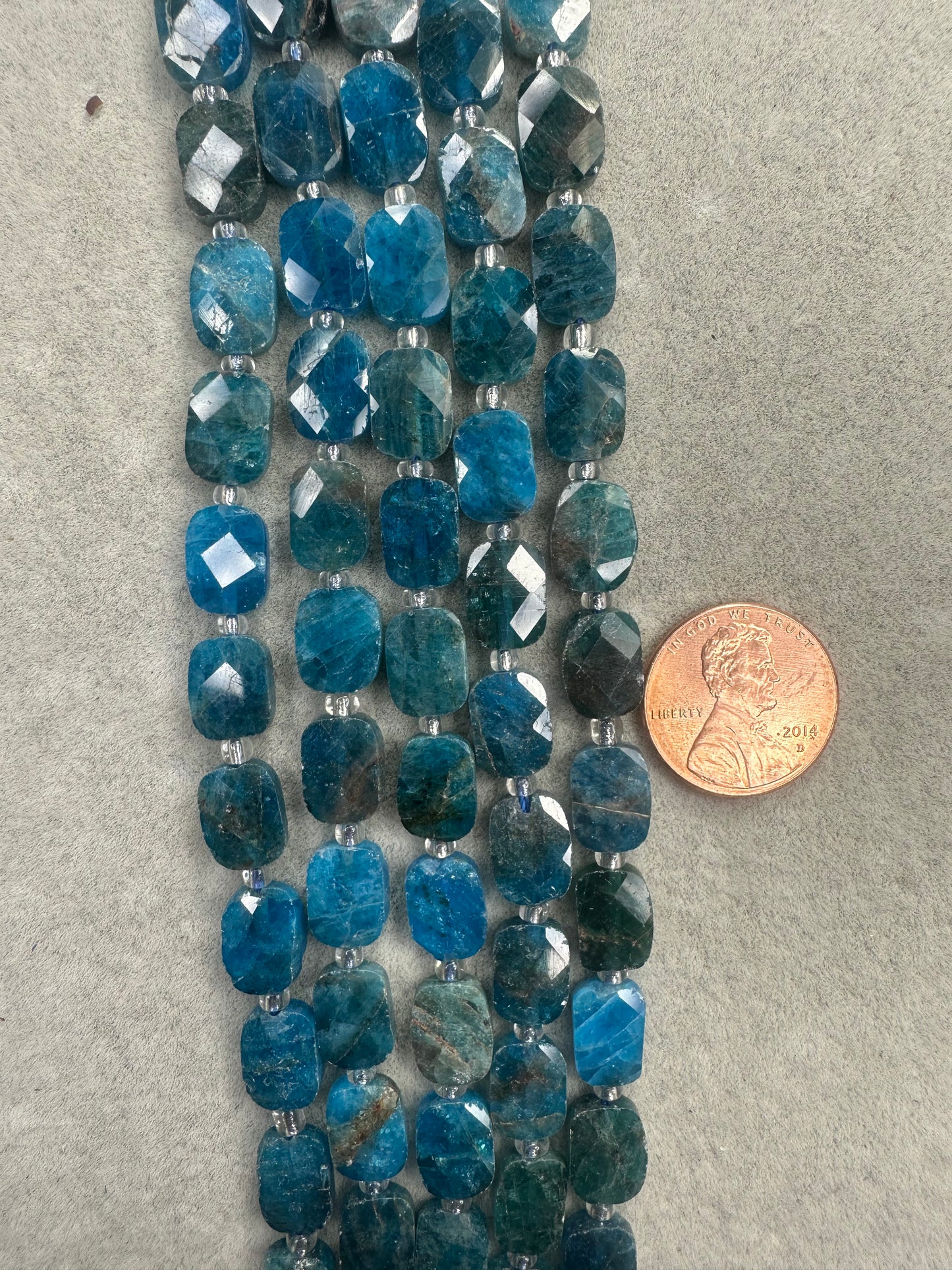 apatite rectangle faceted 8mmx10mm 15.5"strand