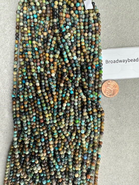 turquoise round beads 15"strand 4mm