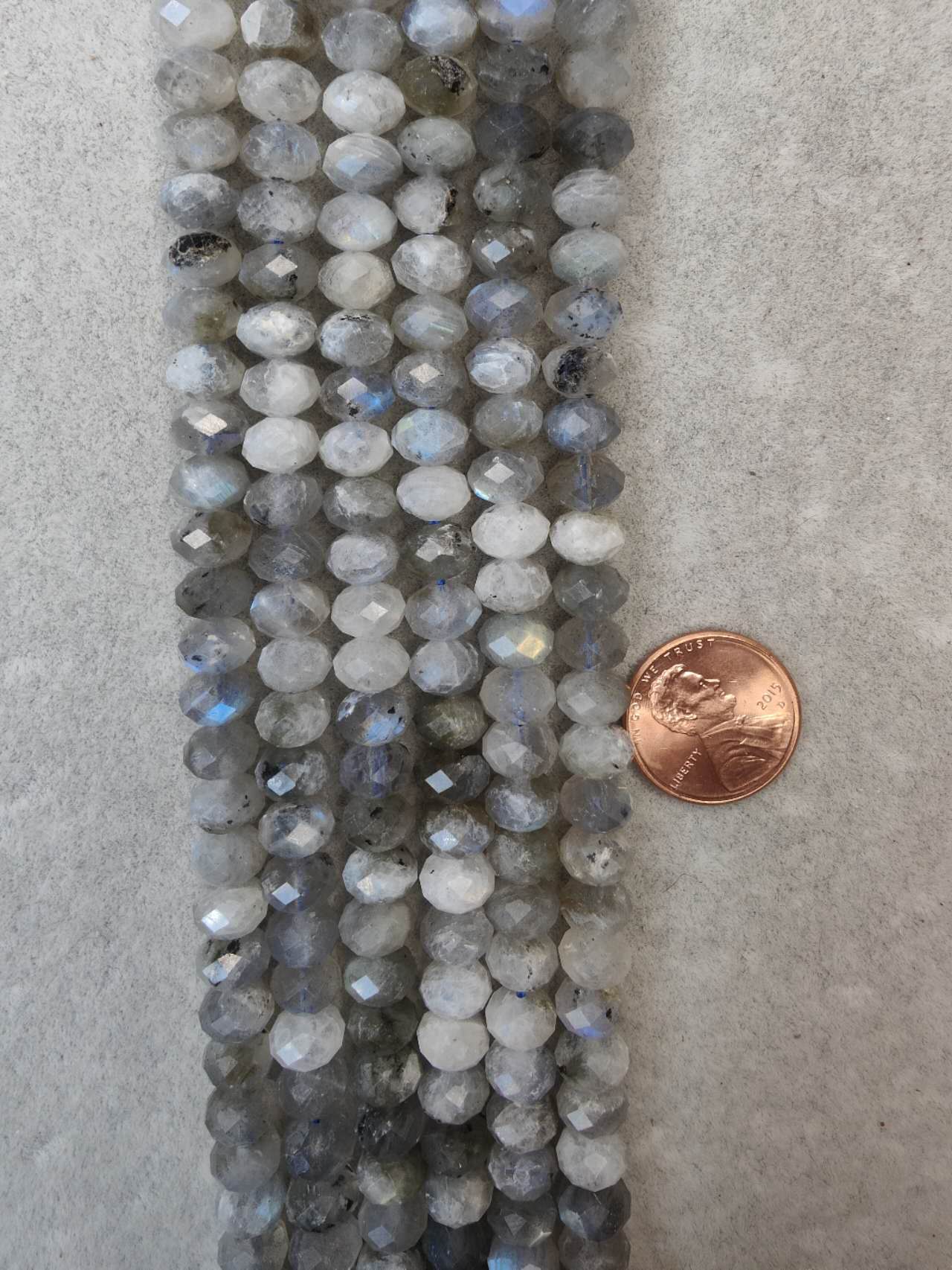 labradorite 5mmx8mm rondelle faceted 16"strand