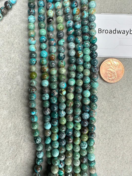 turquoise A grade round beads 15"strand 6mm