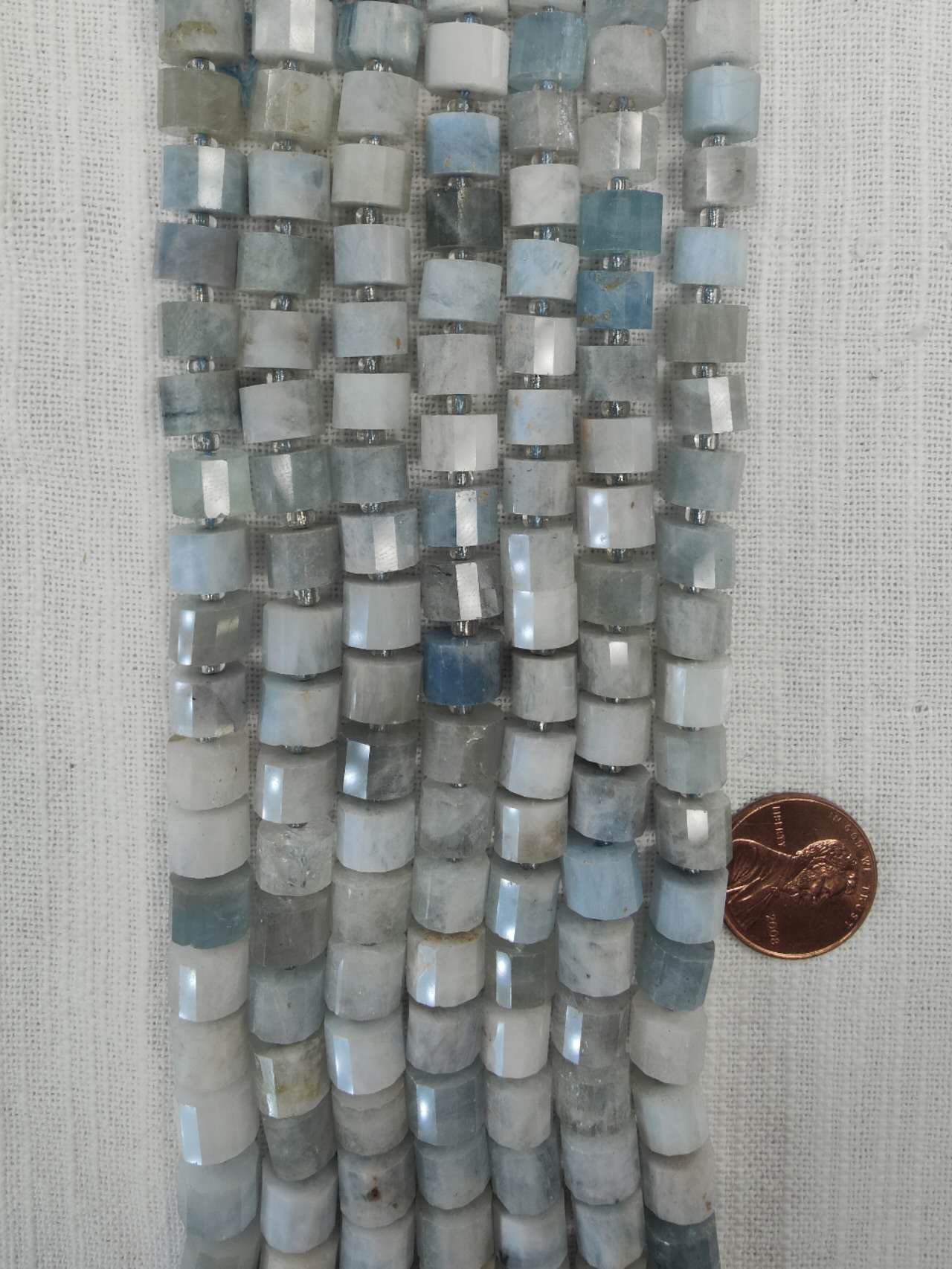 aquamarine 7mmx9mm cylinder tube faceted beads 15.5"strand
