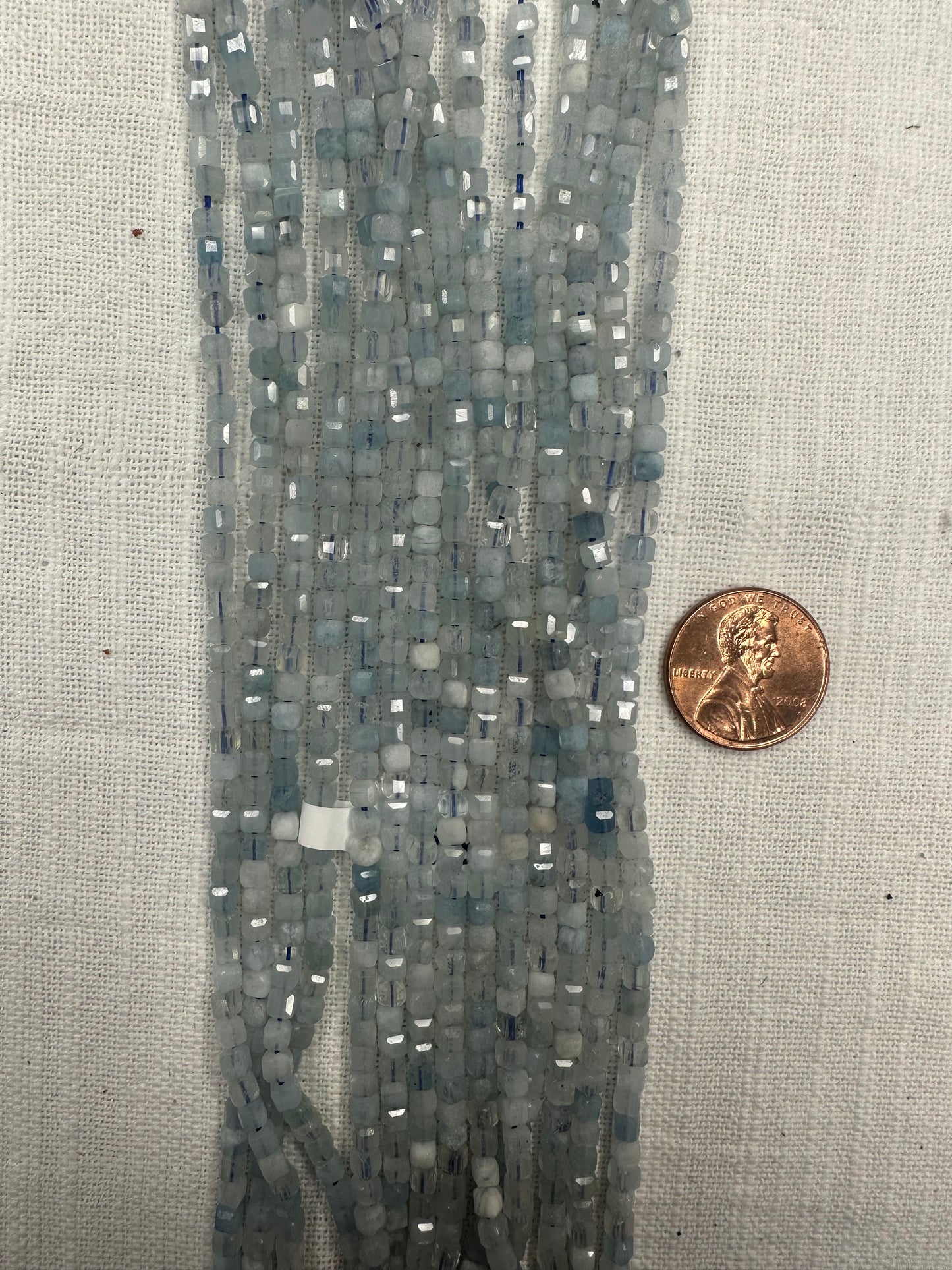 aquamarine 3.5mmx3.5mm cube shape beads AAA grade 15.5"strand