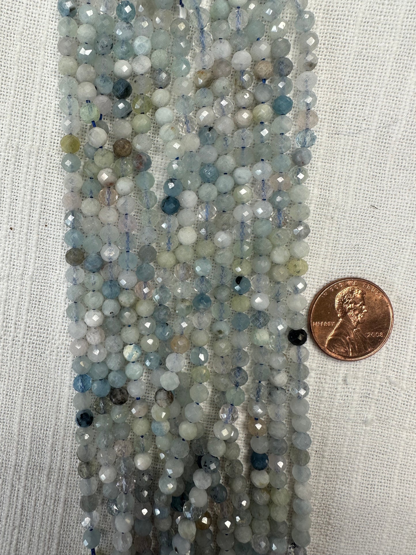 aquamarine 4mm faceted round beads 15.5" strand
