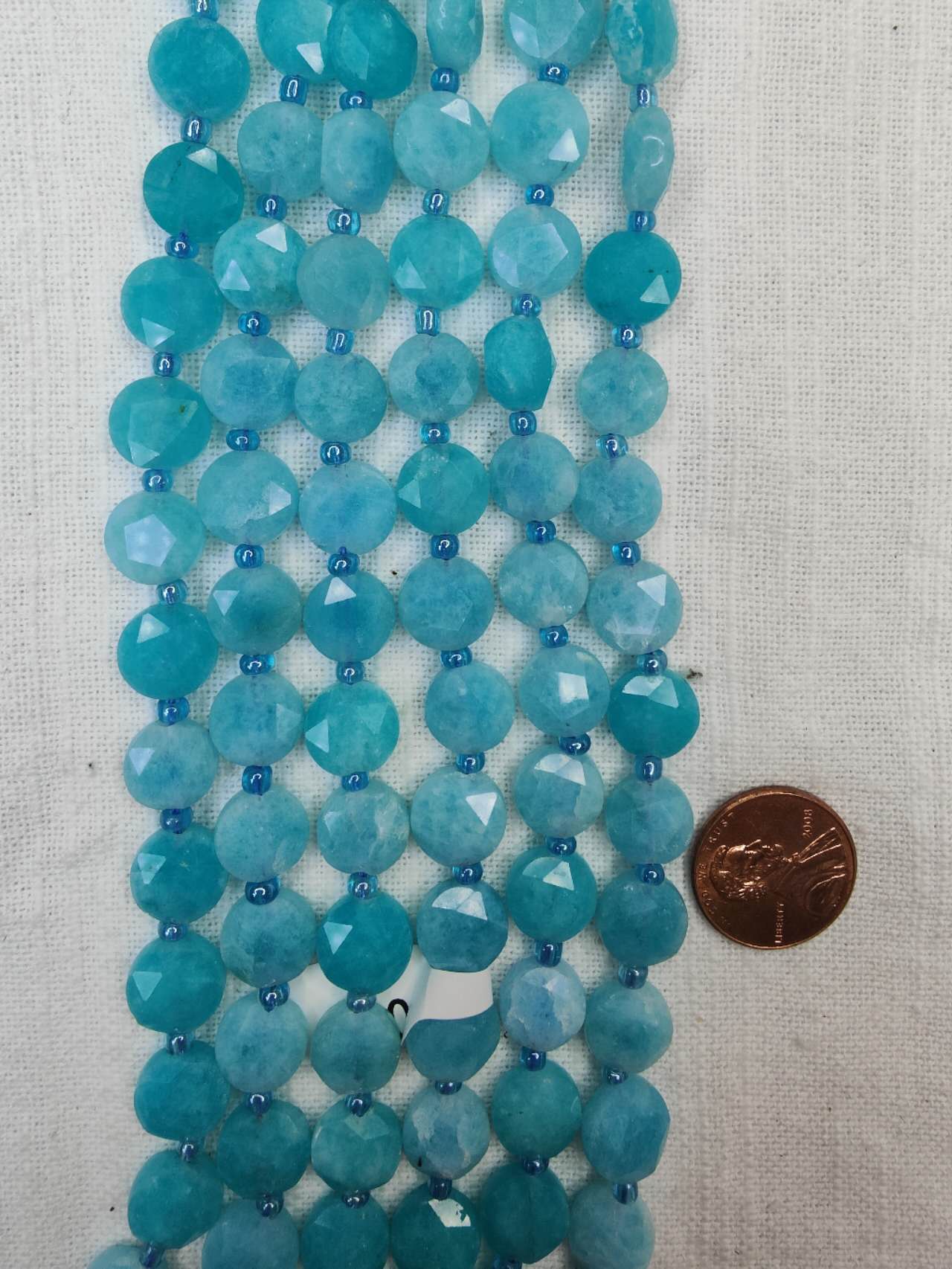 peruvian amazonite 10mm faceted coin shape AAA grade 15.5"strand
