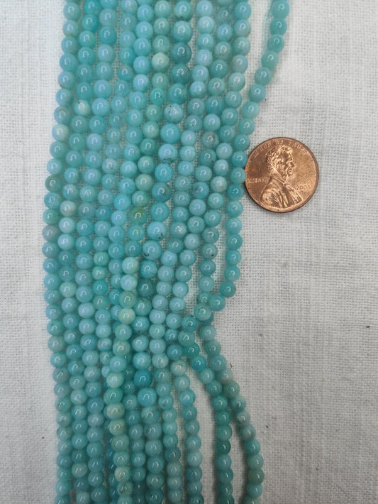peruvian amazonite 4mm round beads AAA grade 15.5"strand