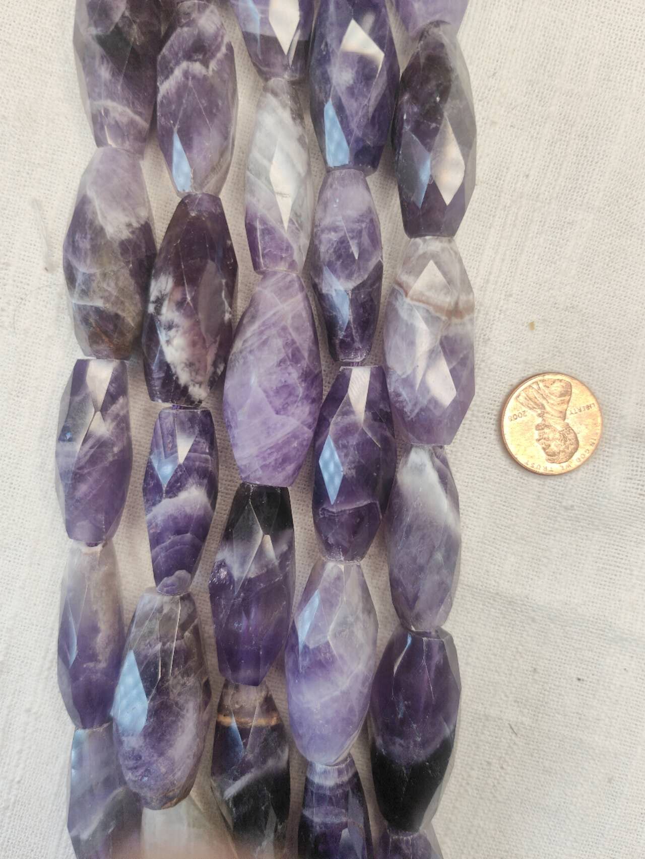 south african cape amethyst 14mmx30mm barrel tube shape beads faceted 15.5"strand