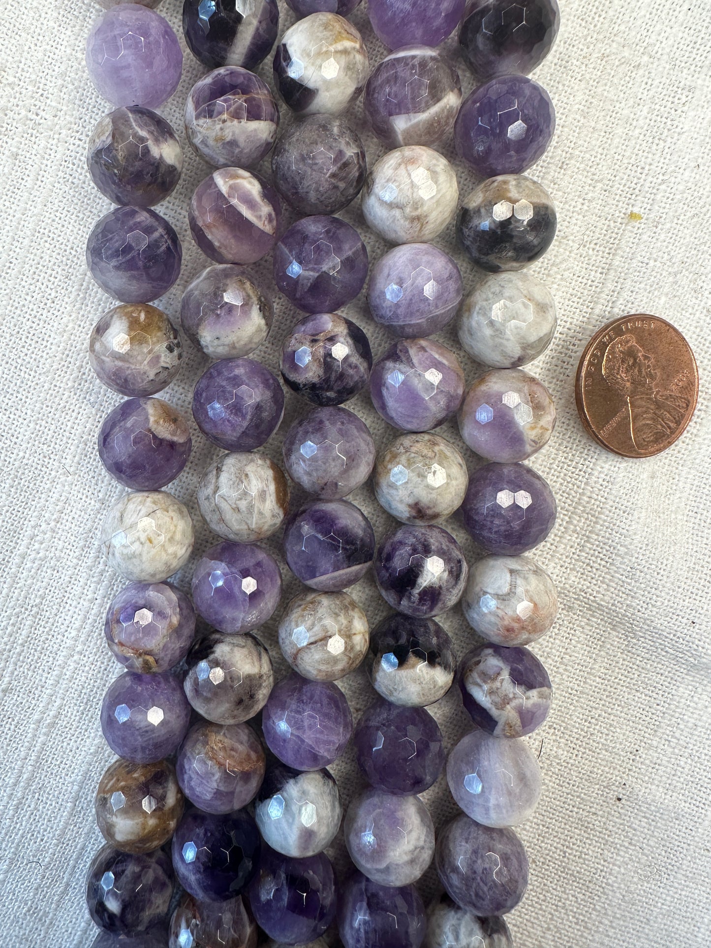 south african cape amethyst 12mm round beads faceted 15.5"strand
