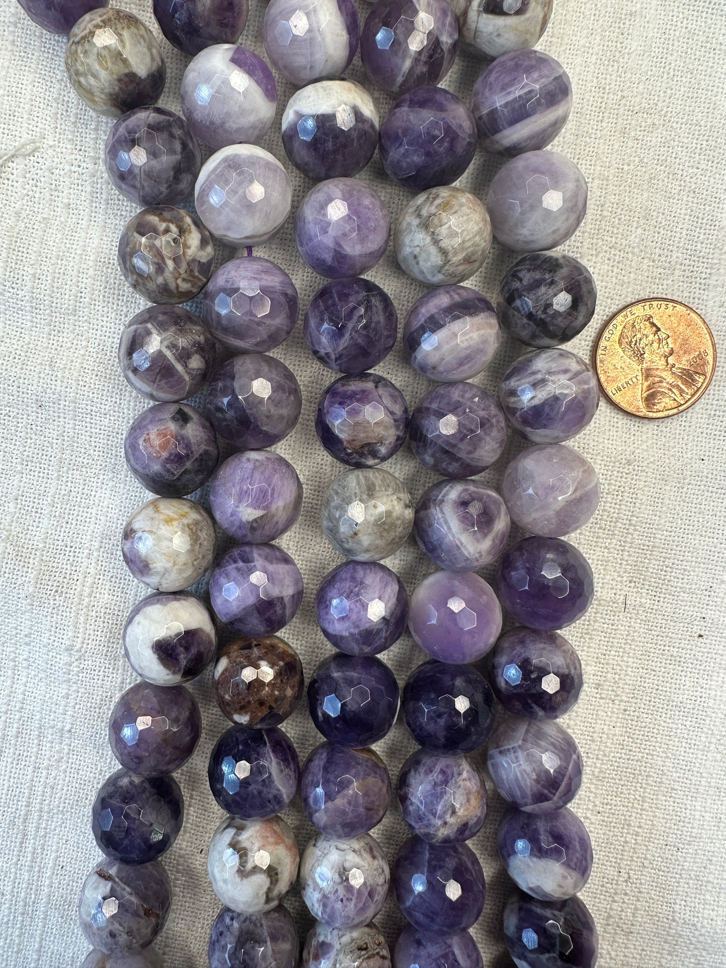 south african cape amethyst 14mm round beads faceted 15.5"strand