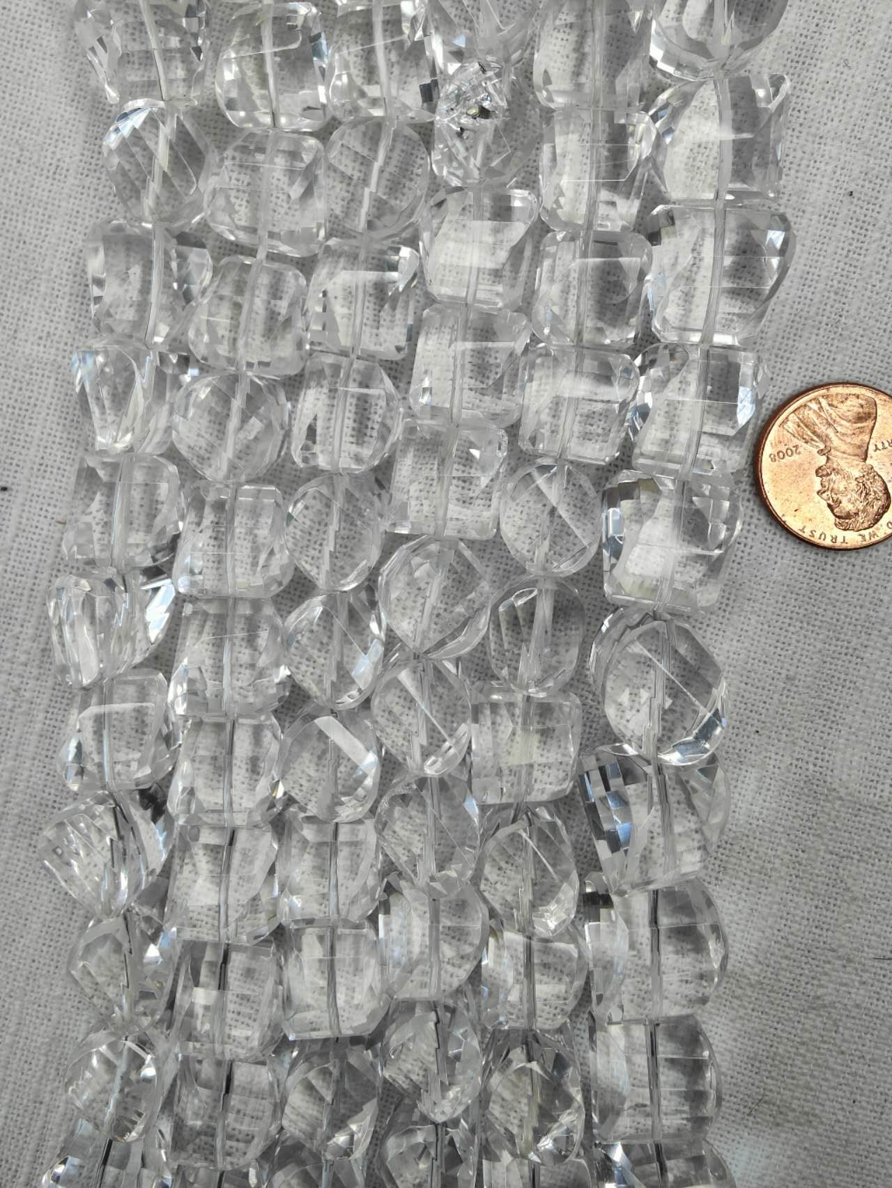 natural super clear quartz 12mm twisted drum shape faceted diamond cut AAA grade 15.5"strand
