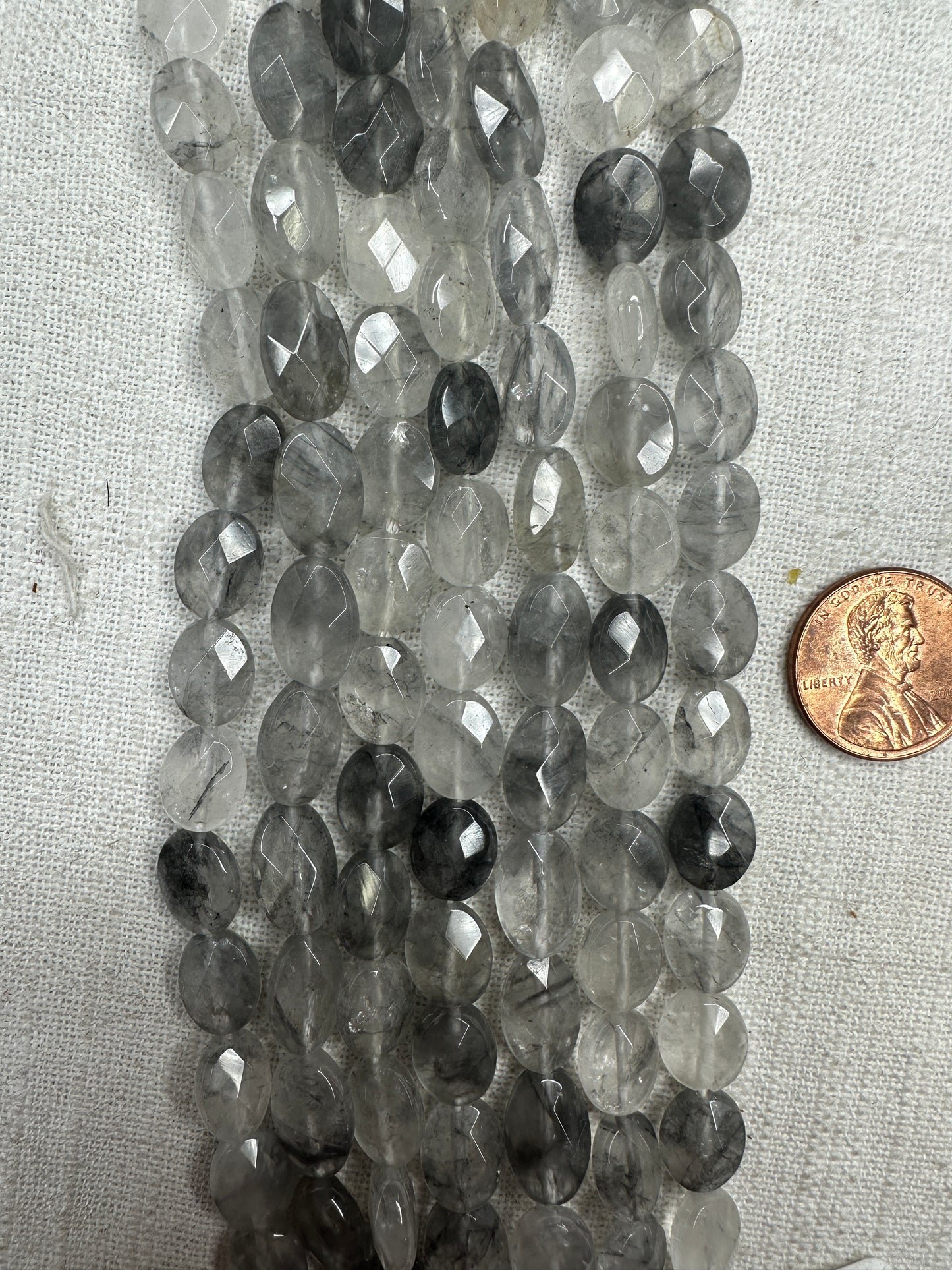 brazilian cloudy quartz 8mmx10mm oval shape faceted AAA grade 15.5"strand