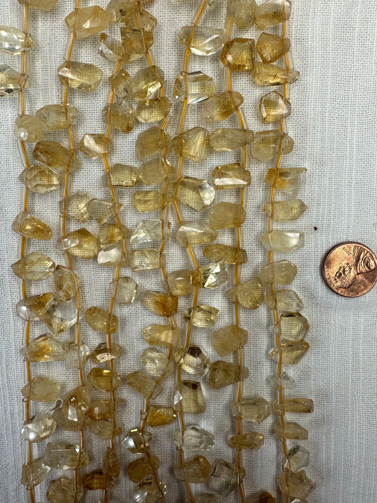 citrine 8mmx15mm hand cut free form shape top drilled 15.5"strand