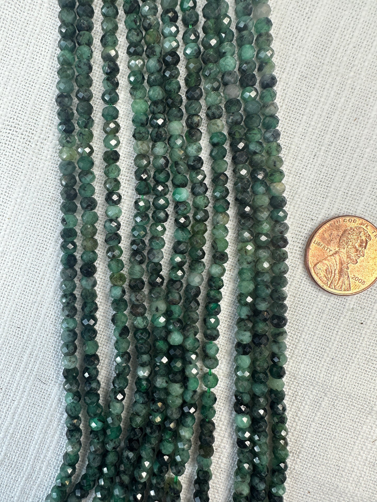genuine natural green emerald 3mmx4mm rondelle beads 15.5"strand