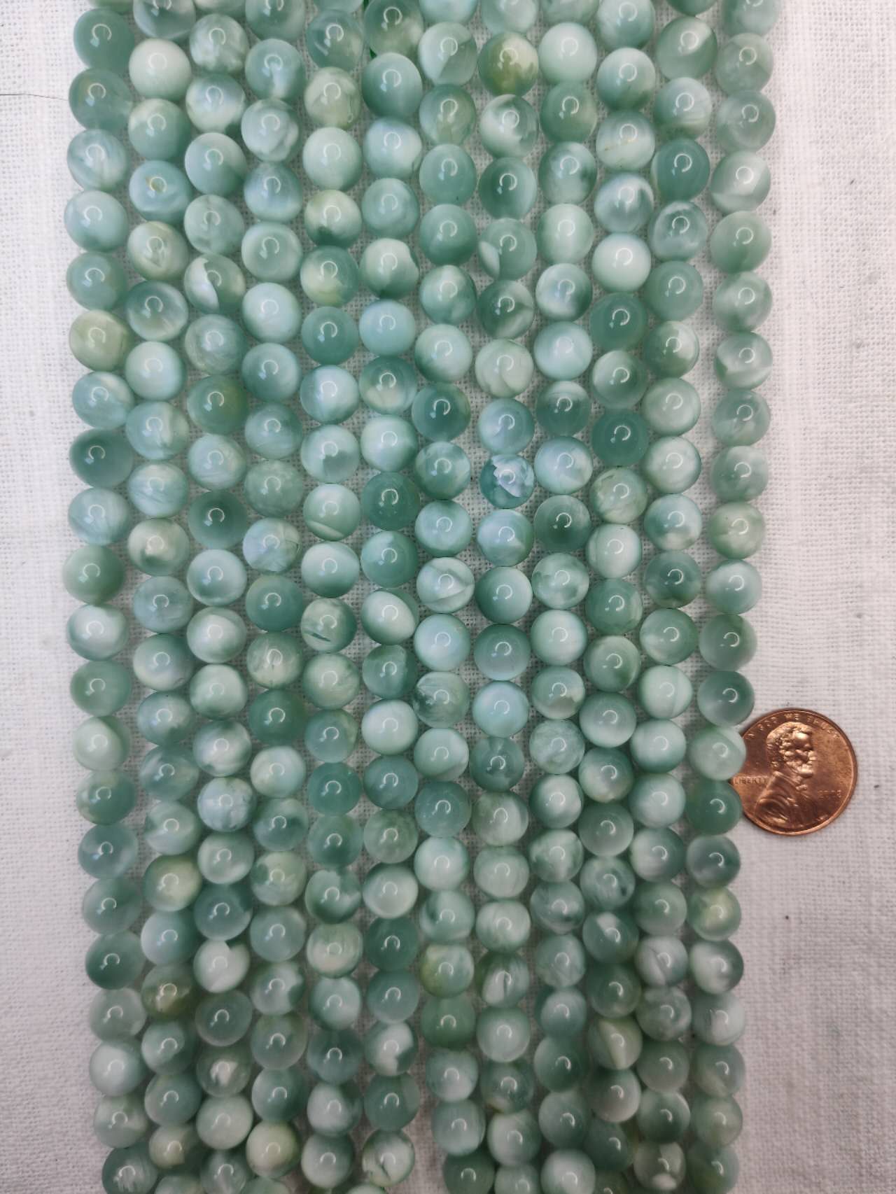 green angelite 8mm round beads 15.5" strand
