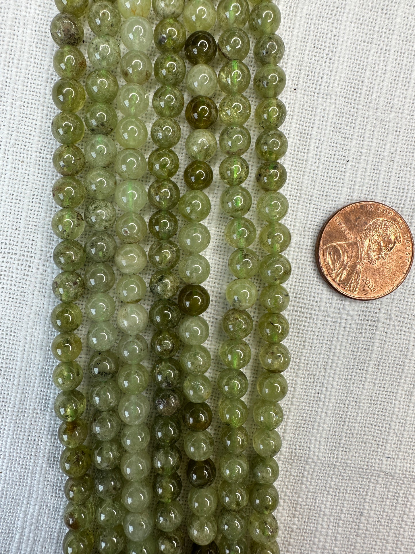 grossular green garnet 6mm round beads 15.5"strand