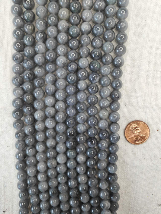 burma grey jade 8mm round beads AAA grade 15.5"strand