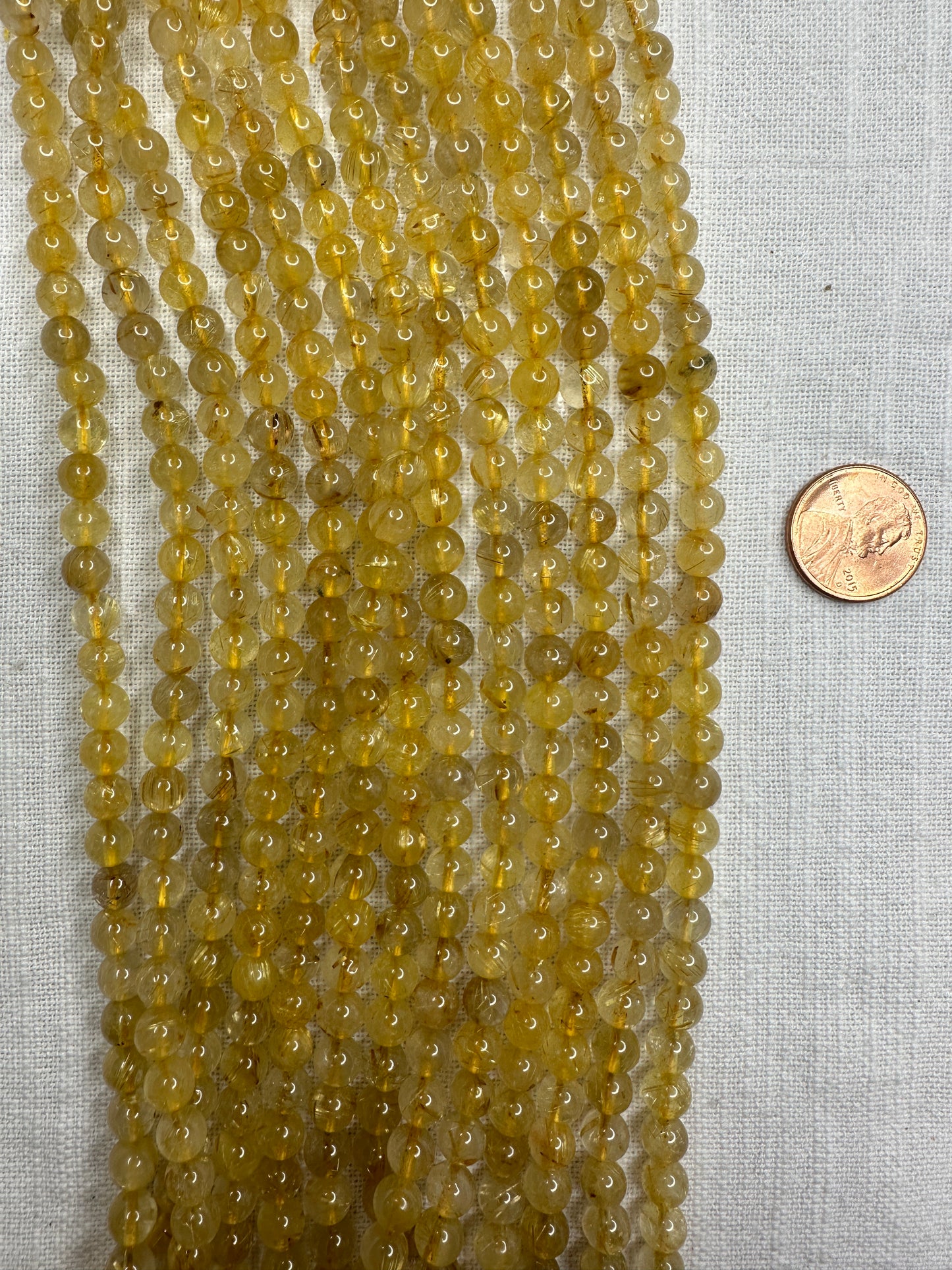 Golden Rutilated Quartz 6mm round beads 15.5"strand