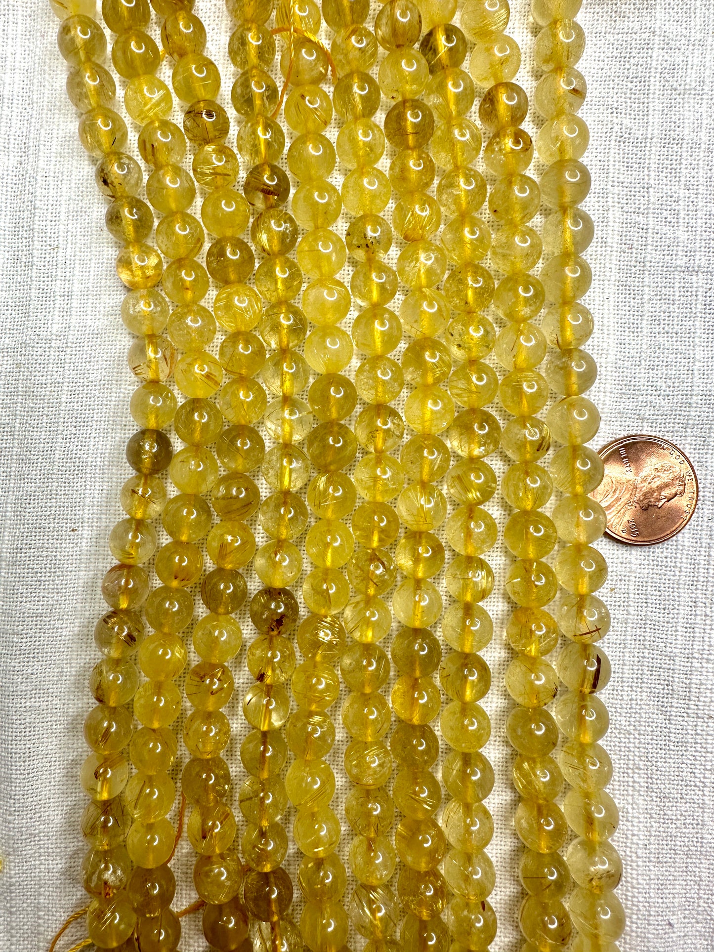 Golden Rutilated Quartz 8mm round beads 15.5"strand