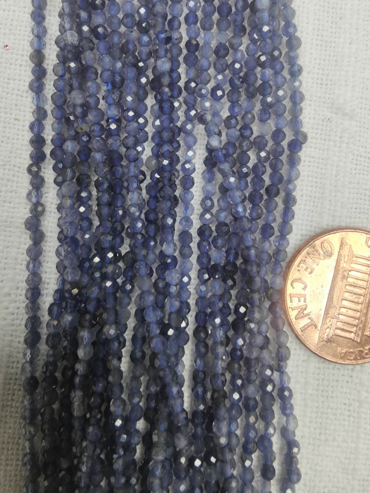 Iolite 2mm round faceted beads AAA grade 15.5"strand