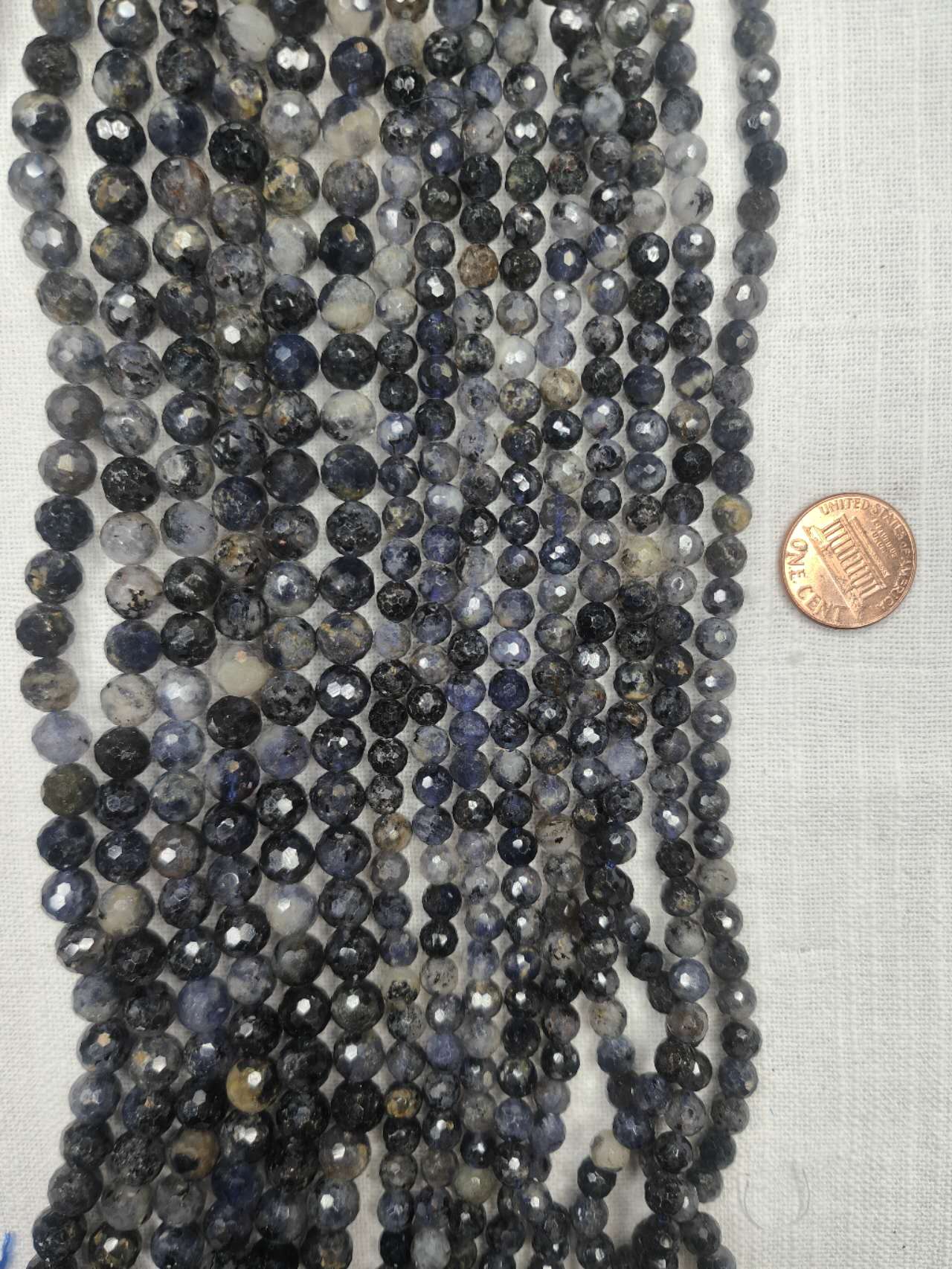 Iolite 6mm 8mm round faceted darker blue beads 15.5"strand